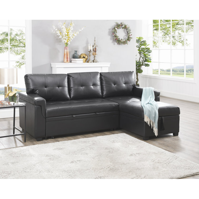 Faux leather sectional sleeper outlet sofa